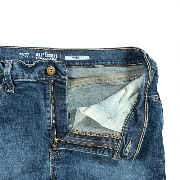 Urban Pipeline Jeans Mens 32x32 Blue Straight Fit Stretch Dark Wash Denim - Picture 4 of 8